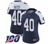 Women's Dallas Cowboys #40 Bill Bates Navy Blue Throwback Alternate Vapor Untouchable Limited Player 100th Season Football Jersey