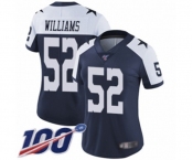 Women's Dallas Cowboys #52 Connor Williams Navy Blue Throwback Alternate Vapor Untouchable Limited Player 100th Season Football Jersey