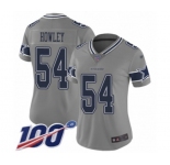 Women's Dallas Cowboys #54 Chuck Howley Limited Gray Inverted Legend 100th Season Football Jersey