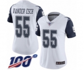 Women's Dallas Cowboys #55 Leighton Vander Esch Limited White Rush Vapor Untouchable 100th Season Football Jersey