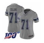 Women's Dallas Cowboys #71 La'el Collins Limited Gray Inverted Legend 100th Season Football Jersey