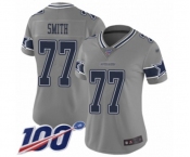 Women's Dallas Cowboys #77 Tyron Smith Limited Gray Inverted Legend 100th Season Football Jersey