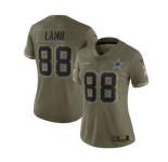 Women's Dallas Cowboys #88 CeeDee Lamb 2022 Olive Salute To Service Limited Stitched Jersey(Run Small)
