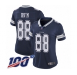 Women's Dallas Cowboys #88 Michael Irvin Navy Blue Team Color Vapor Untouchable Limited Player 100th Season Football Jersey