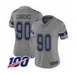 Women's Dallas Cowboys #90 DeMarcus Lawrence Limited Gray Inverted Legend 100th Season Football Jersey