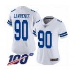 Women's Dallas Cowboys #90 DeMarcus Lawrence White Vapor Untouchable Limited Player 100th Season Football Jersey