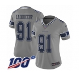Women's Dallas Cowboys #91 L. P. Ladouceur Limited Gray Inverted Legend 100th Season Football Jersey