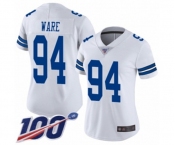 Women's Dallas Cowboys #94 DeMarcus Ware White Vapor Untouchable Limited Player 100th Season Football Jersey