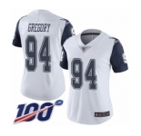 Women's Dallas Cowboys #94 Randy Gregory Limited White Rush Vapor Untouchable 100th Season Football Jersey