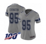 Women's Dallas Cowboys #95 Christian Covington Limited Gray Inverted Legend 100th Season Football Jersey