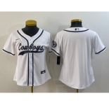 Women's Dallas Cowboys Blank White With Patch Cool Base Stitched Baseball Jersey