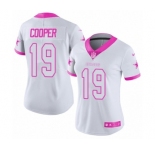Women's Nike Dallas Cowboys #19 Amari Cooper Limited White Pink Rush Fashion NFL Jersey