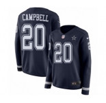 Women's Nike Dallas Cowboys #20 Ibraheim Campbell Limited Navy Blue Therma Long Sleeve NFL Jersey