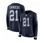 Women's Nike Dallas Cowboys #21 Deion Sanders Limited Navy Blue Therma Long Sleeve NFL Jersey