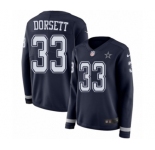 Women's Nike Dallas Cowboys #33 Tony Dorsett Limited Navy Blue Therma Long Sleeve NFL Jersey