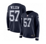 Women's Nike Dallas Cowboys #57 Damien Wilson Limited Navy Blue Therma Long Sleeve NFL Jersey