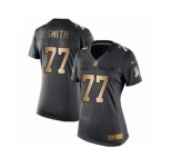Women's Nike Dallas Cowboys #77 Tyron Smith Limited Black Gold Salute to Service NFL Jersey