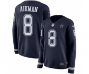Women's Nike Dallas Cowboys #8 Troy Aikman Limited Navy Blue Therma Long Sleeve NFL Jersey