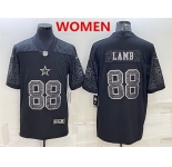 women's dallas cowboys #88 ceedee lamb black reflective limited stitched football jersey