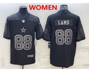 women's dallas cowboys #88 ceedee lamb black reflective limited stitched football jersey