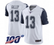 Youth Dallas Cowboys #13 Michael Gallup Limited White Rush Vapor Untouchable 100th Season Football Jersey
