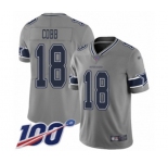 Youth Dallas Cowboys #18 Randall Cobb Limited Gray Inverted Legend 100th Season Football Jersey