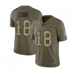 Youth Dallas Cowboys #18 Randall Cobb Limited Olive Camo 2017 Salute to Service Football Jersey