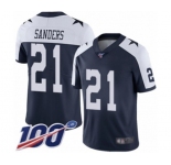 Youth Dallas Cowboys #21 Deion Sanders Navy Blue Throwback Alternate Vapor Untouchable Limited Player 100th Season Football Jersey