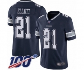 Youth Dallas Cowboys #21 Ezekiel Elliott Navy Blue Team Color Vapor Untouchable Limited Player 100th Season Football Jersey