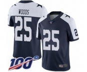 Youth Dallas Cowboys #25 Xavier Woods Navy Blue Throwback Alternate Vapor Untouchable Limited Player 100th Season Football Jersey