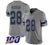 Youth Dallas Cowboys #28 Darren Woodson Limited Gray Inverted Legend 100th Season Football Jersey