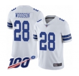 Youth Dallas Cowboys #28 Darren Woodson White Vapor Untouchable Limited Player 100th Season Football Jersey