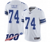 Youth Dallas Cowboys #74 Bob Lilly White Vapor Untouchable Limited Player 100th Season Football Jersey