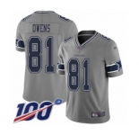 Youth Dallas Cowboys #81 Terrell Owens Limited Gray Inverted Legend 100th Season Football Jersey