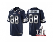 Youth Dallas Cowboys #88 Dez Bryant Navy Blue 2017 Super Bowl 51 Patch Steel Silver Limited Jersey