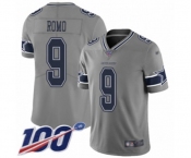 Youth Dallas Cowboys #9 Tony Romo Limited Gray Inverted Legend 100th Season Football Jersey