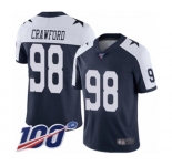 Youth Dallas Cowboys #98 Tyrone Crawford Navy Blue Throwback Alternate Vapor Untouchable Limited Player 100th Season Football Jersey