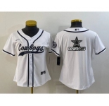 Youth Dallas Cowboys White Team Big Logo With Patch Cool Base Stitched Baseball Jersey