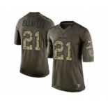 Youth Nike Dallas Cowboys #21 Ezekiel Elliott Green Stitched NFL Limited Salute to Service Jersey[Elliott]