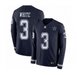 Youth Nike Dallas Cowboys #3 Mike White Limited Navy Blue Therma Long Sleeve NFL Jersey
