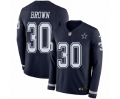 Youth Nike Dallas Cowboys #30 Anthony Brown Limited Navy Blue Therma Long Sleeve NFL Jersey