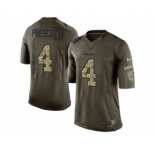 Youth Nike Dallas Cowboys #4 Dak Prescott Green Stitched NFL Limited Salute to Service Jersey