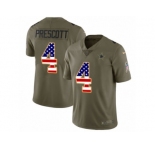 Youth Nike Dallas Cowboys #4 Dak Prescott Limited Olive USA Flag 2017 Salute to Service NFL Jersey