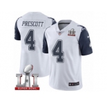 Youth Nike Dallas Cowboys #4 Dak Prescott Limited White Rush Super Bowl LI NFL Jersey