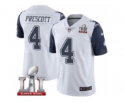 Youth Nike Dallas Cowboys #4 Dak Prescott Limited White Rush Super Bowl LI NFL Jersey