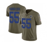 Youth Nike Dallas Cowboys #55 Leighton Vander Esch Limited Olive 2017 Salute to Service NFL Jersey