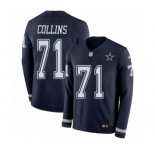 Youth Nike Dallas Cowboys #71 La'el Collins Limited Navy Blue Therma Long Sleeve NFL Jersey