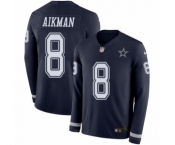 Youth Nike Dallas Cowboys #8 Troy Aikman Limited Navy Blue Therma Long Sleeve NFL Jersey