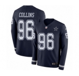 Youth Nike Dallas Cowboys #96 Maliek Collins Limited Navy Blue Therma Long Sleeve NFL Jersey