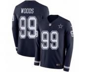 Youth Nike Dallas Cowboys #99 Antwaun Woods Limited Navy Blue Therma Long Sleeve NFL Jersey
